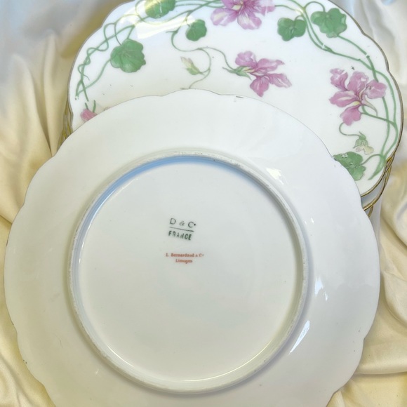 Antique L. Bernardaud & Co Limoges French White and Pink Floral Plates - Picture 7 of 13